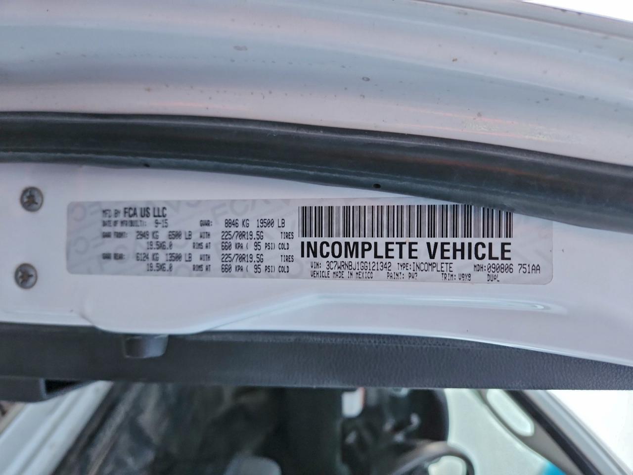 2016 Ram 5500 VIN: 3C7WRNBJ1GG121342 Lot: 94179315