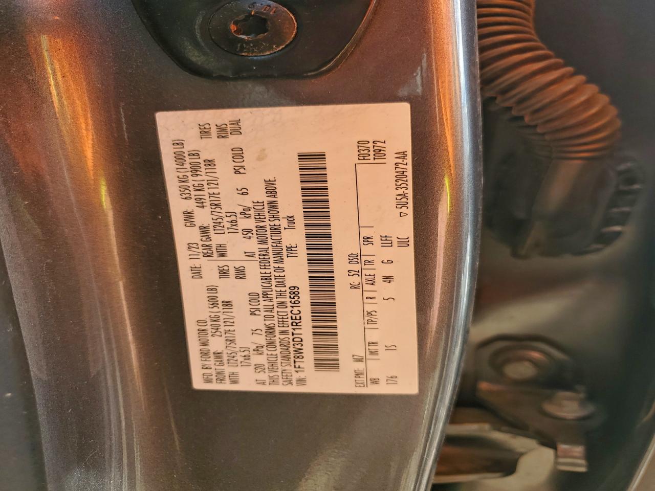 2024 Ford F350 Super Duty VIN: 1FT8W3DT1REC16589 Lot: 93192105