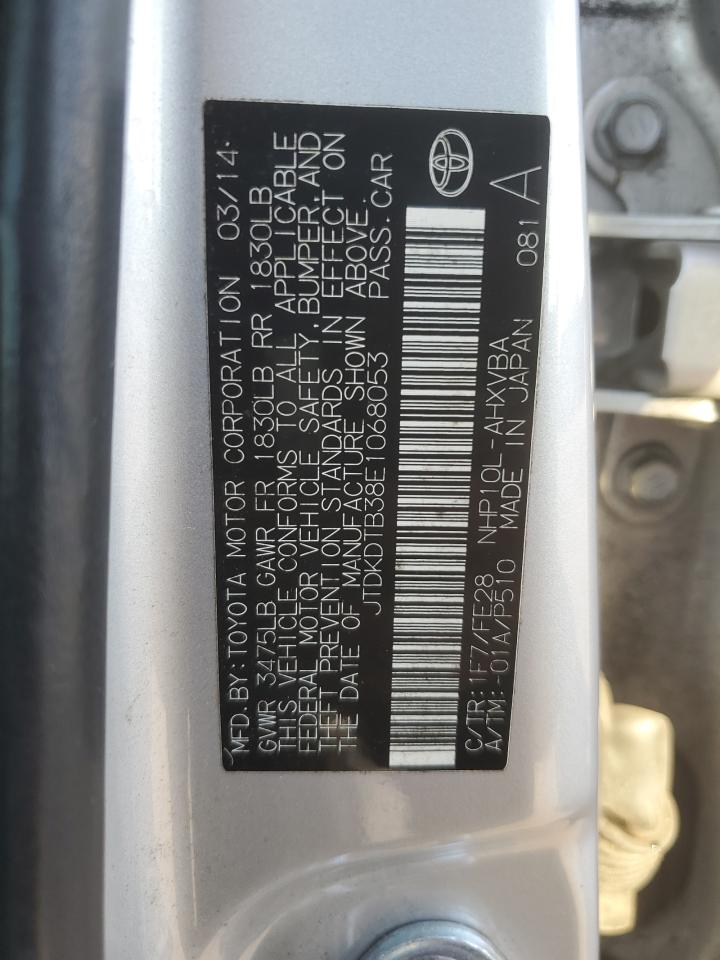 2014 Toyota Prius C VIN: JTDKDTB38E1068053 Lot: 92686835