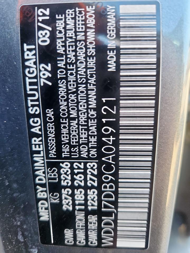 2012 Mercedes-Benz Cls 550 VIN: WDDLJ7DB9CA049121 Lot: 91477105