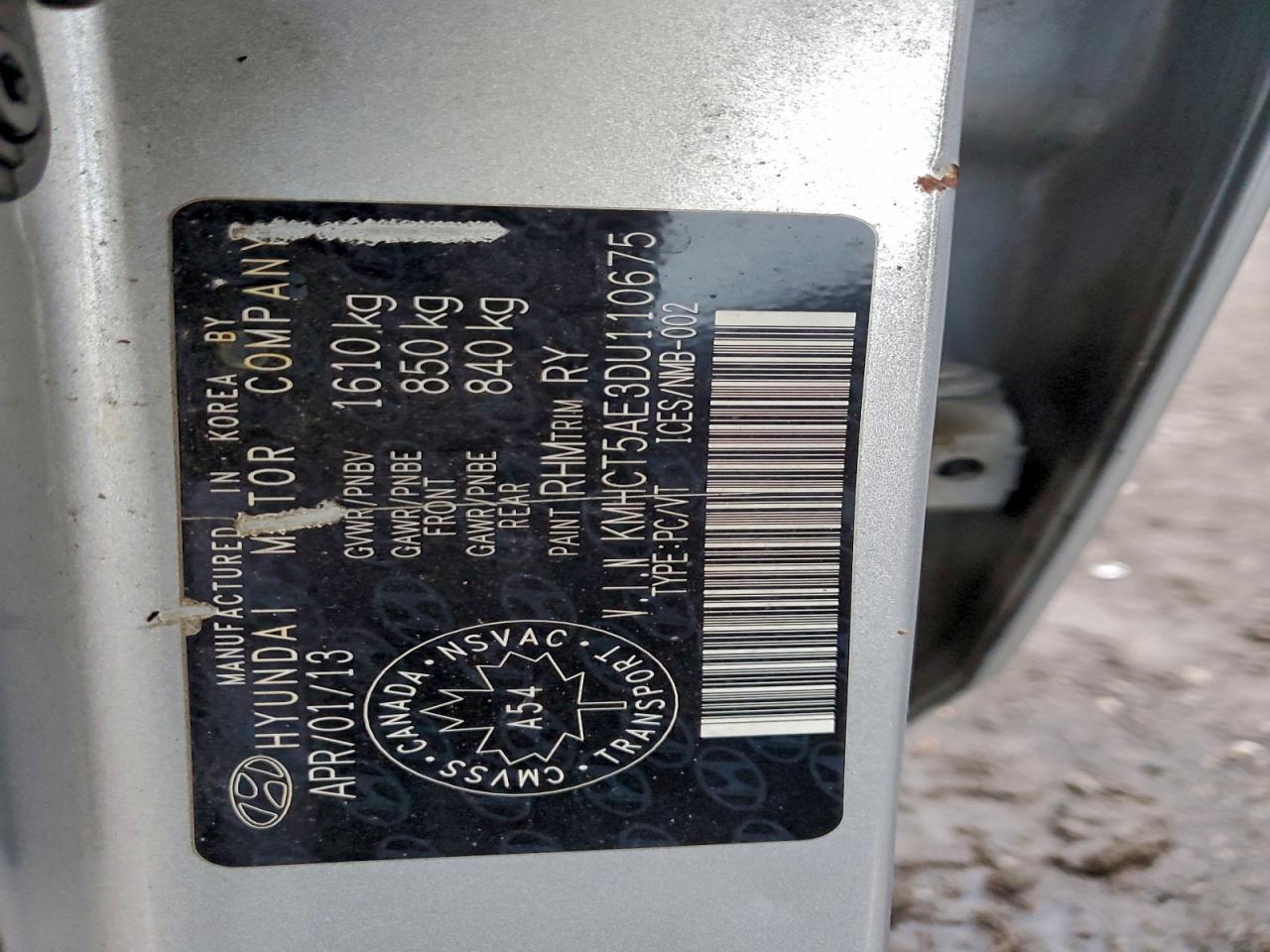 2013 Hyundai Accent Gls VIN: KMHCT5AE3DU110675 Lot: 94162535