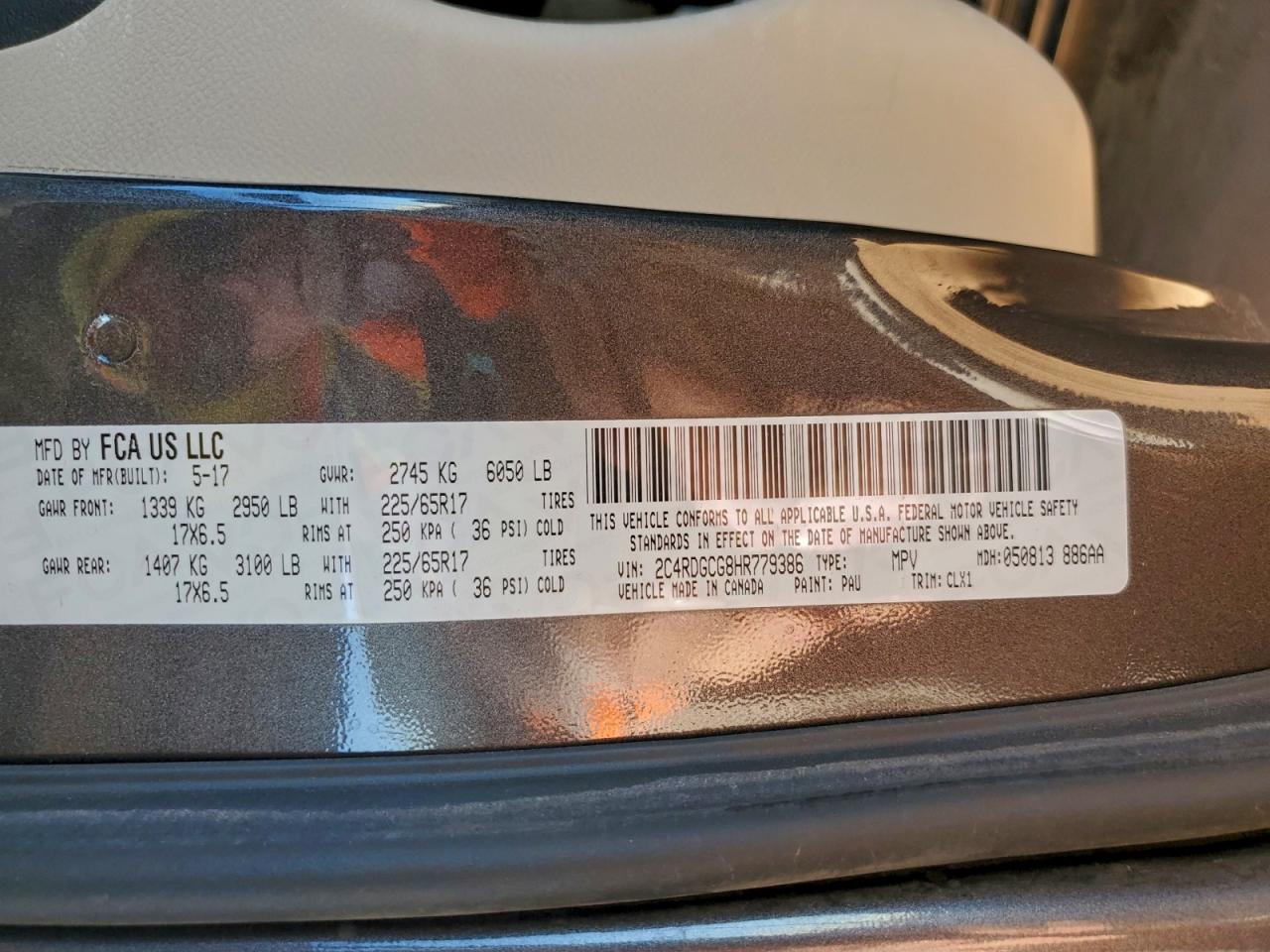 2017 Dodge Grand Caravan Sxt VIN: 2C4RDGCG8HR779386 Lot: 94350595