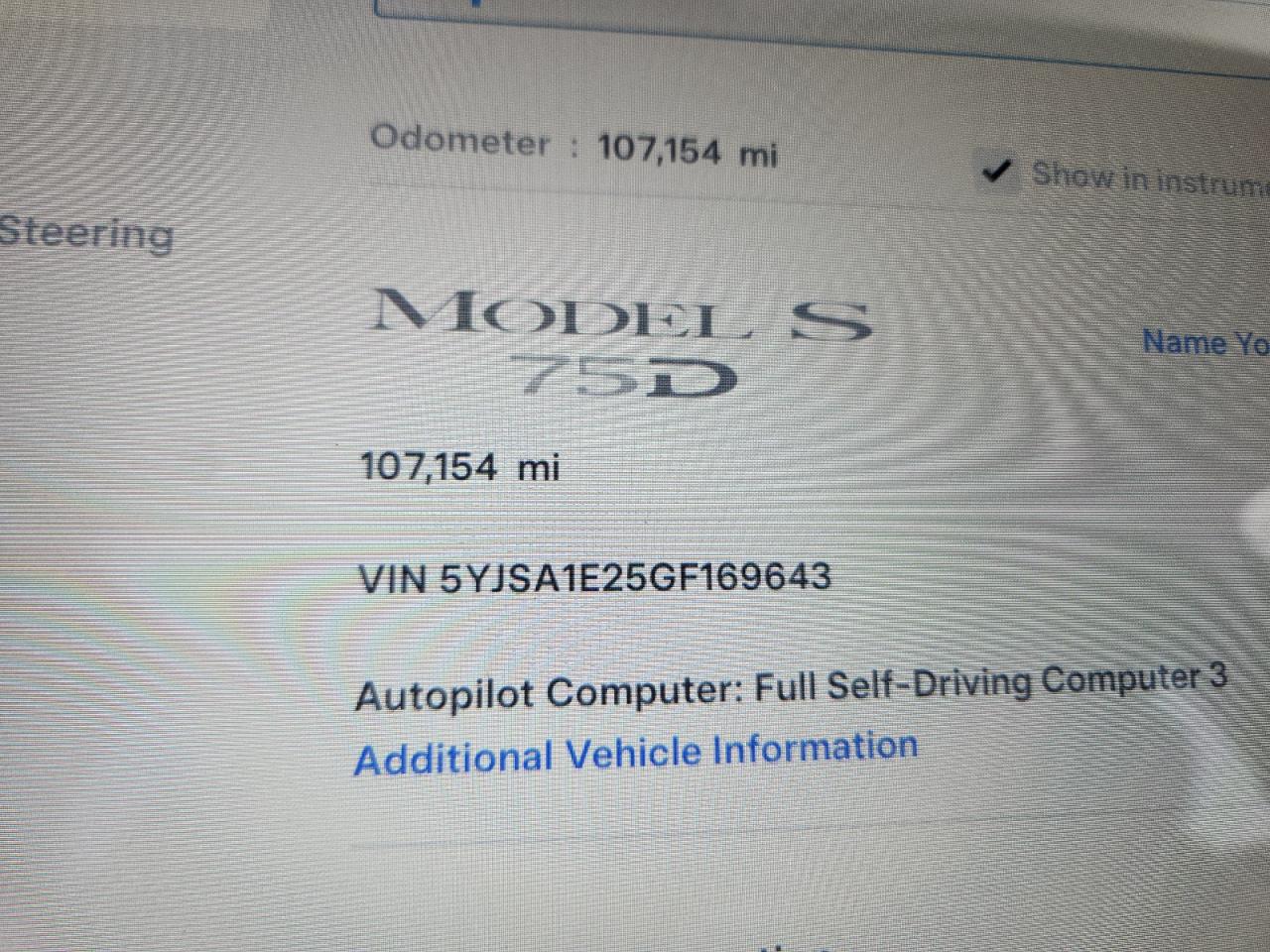 2016 Tesla Model S VIN: 5YJSA1E25GF169643 Lot: 93190395