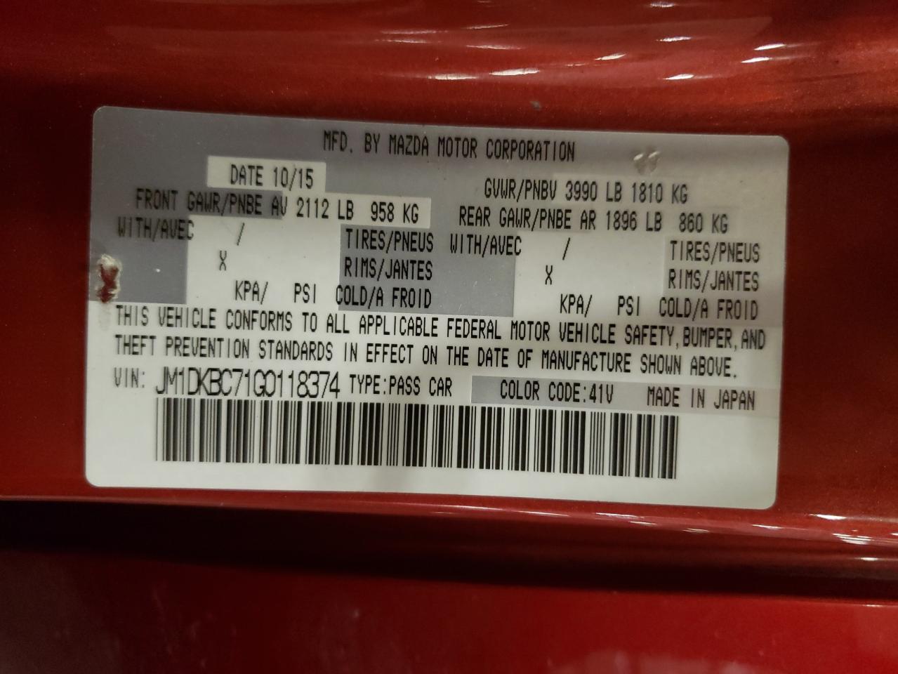 2016 Mazda Cx-3 Touring VIN: JM1DKBC71G0118374 Lot: 92376345