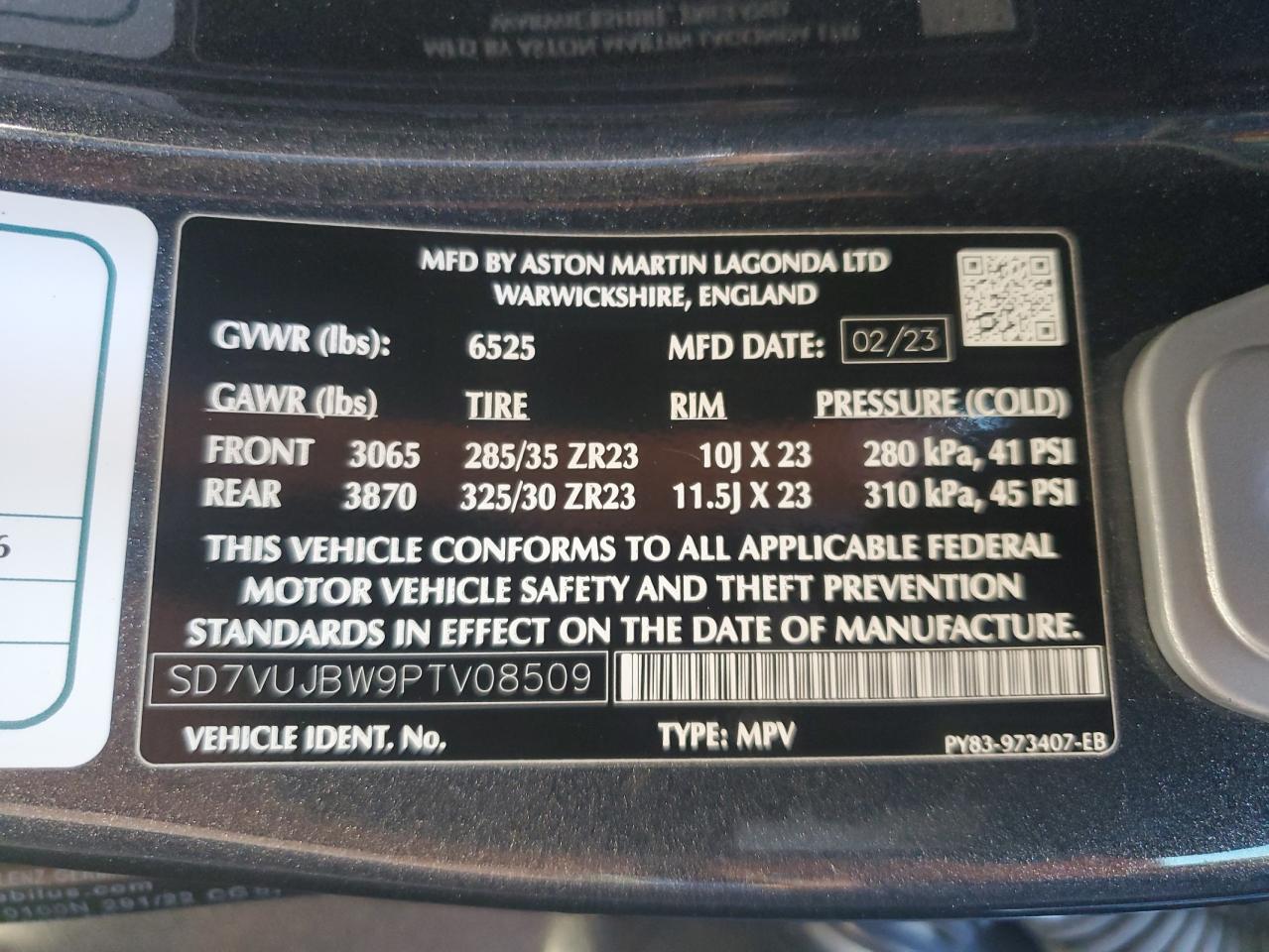 2023 Aston Martin Dbx 707 VIN: SD7VUJBW9PTV08509 Lot: 92652765