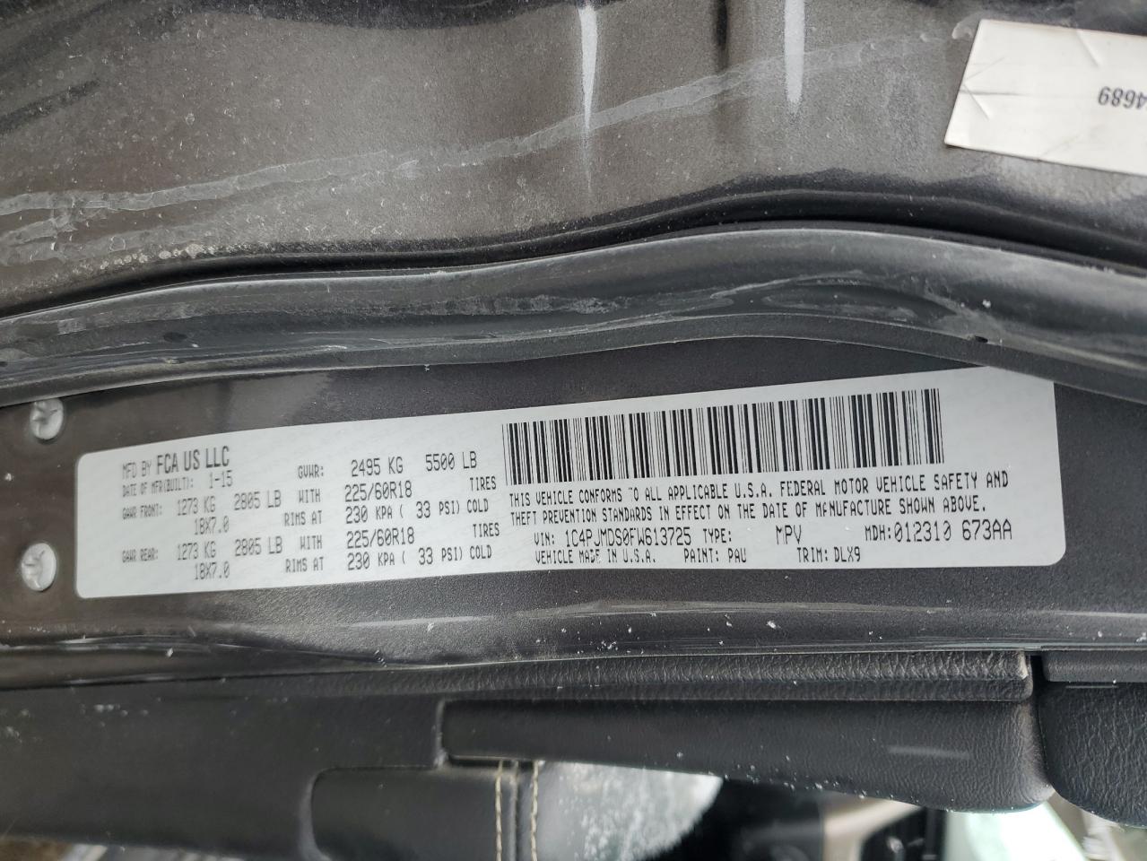 2015 Jeep Cherokee Limited VIN: 1C4PJMDS0FW613725 Lot: 91968415