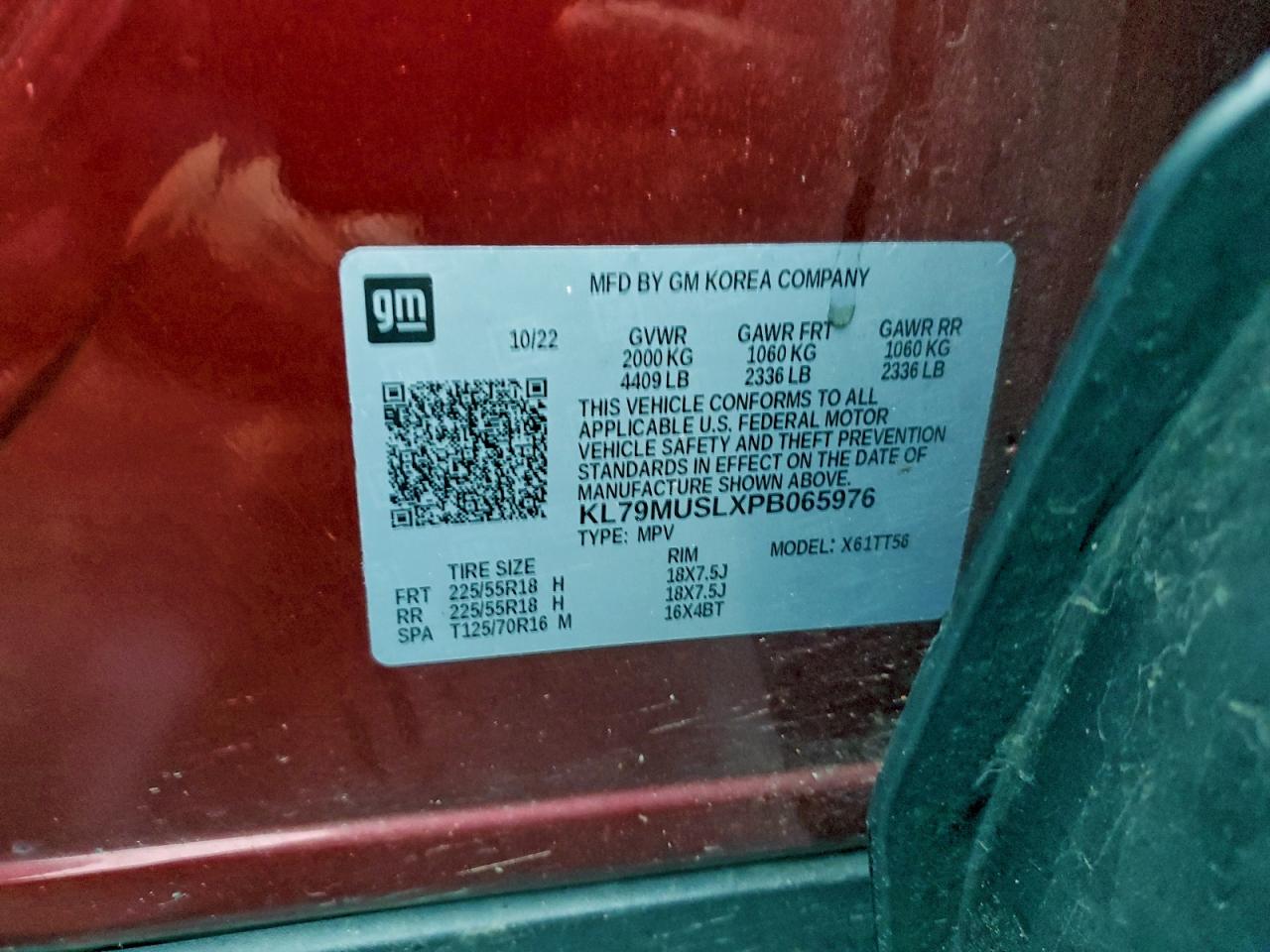 2023 Chevrolet Trailblazer Rs VIN: KL79MUSLXPB065976 Lot: 94342165