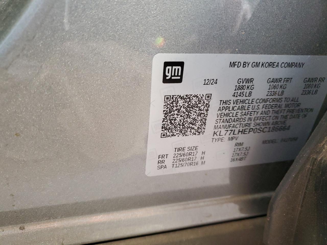 2025 Chevrolet Trax 1Lt VIN: KL77LHEP0SC186664 Lot: 90696485