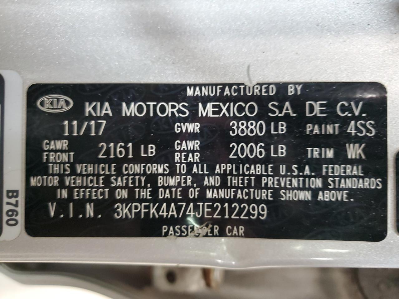 2018 Kia Forte Lx VIN: 3KPFK4A74JE212299 Lot: 93484525