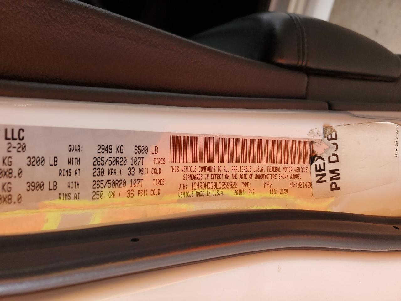 2020 Dodge Durango Gt VIN: 1C4RDHDG9LC259820 Lot: 93243175