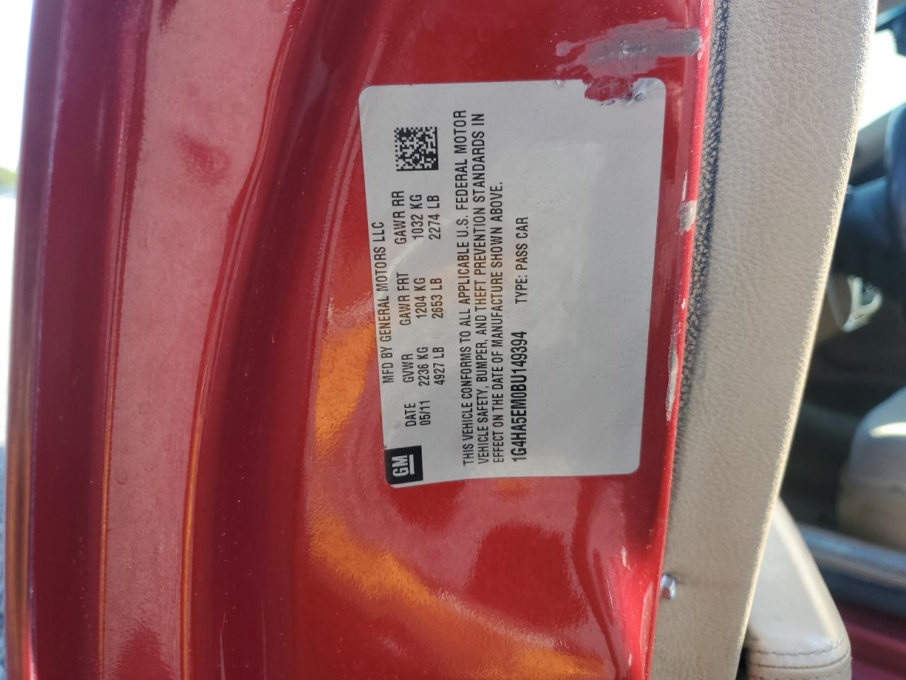 2011 Buick Lucerne Cx VIN: 1G4HA5EM0BU149394 Lot: 93867065