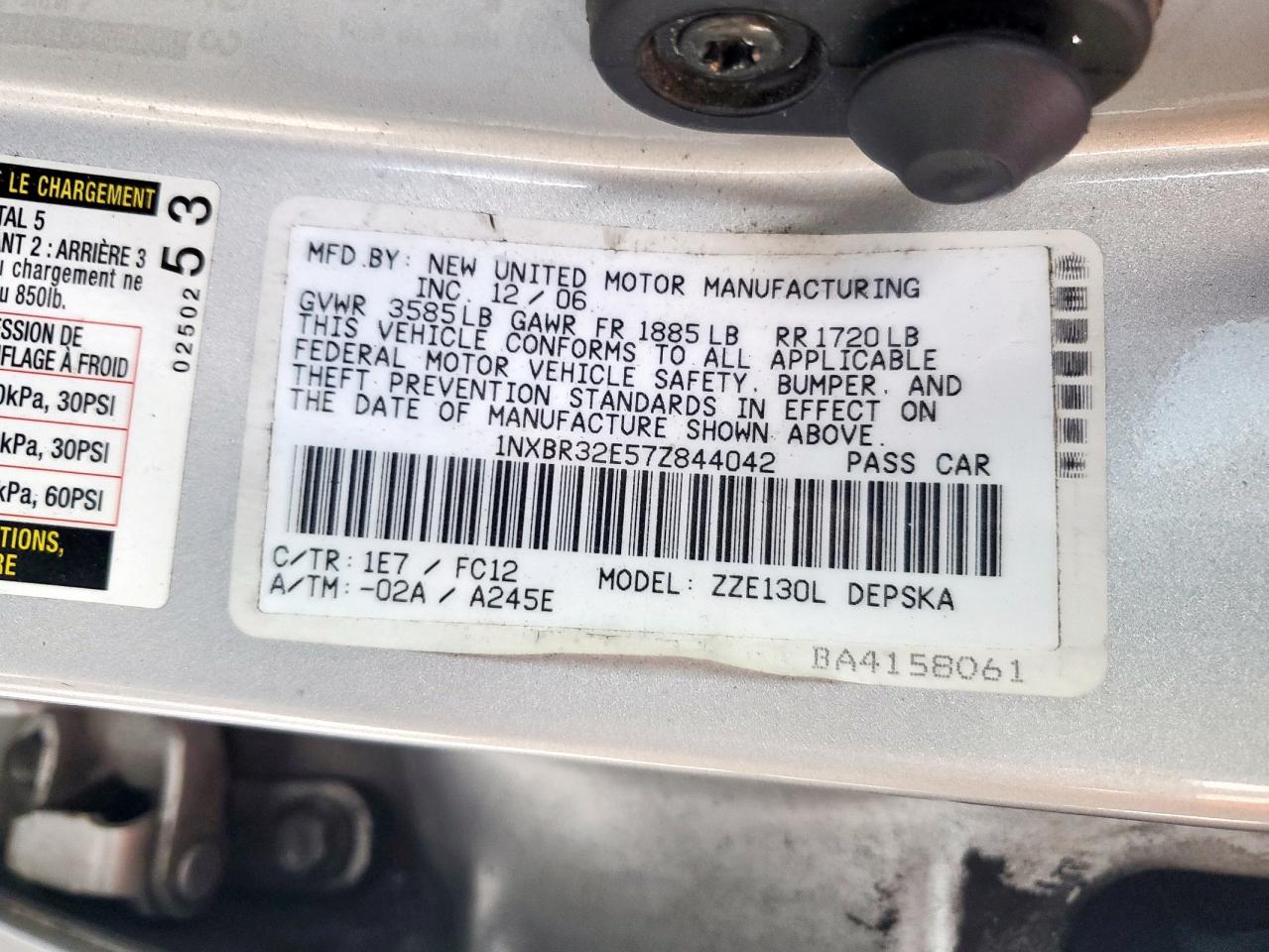 2007 Toyota Corolla Ce VIN: 1NXBR32E57Z844042 Lot: 91679915