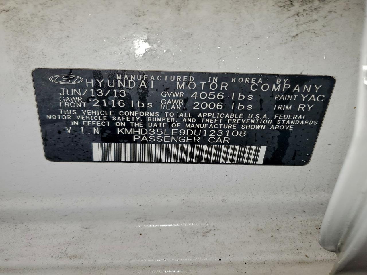 2013 Hyundai Elantra Gt VIN: KMHD35LE9DU123108 Lot: 94126455