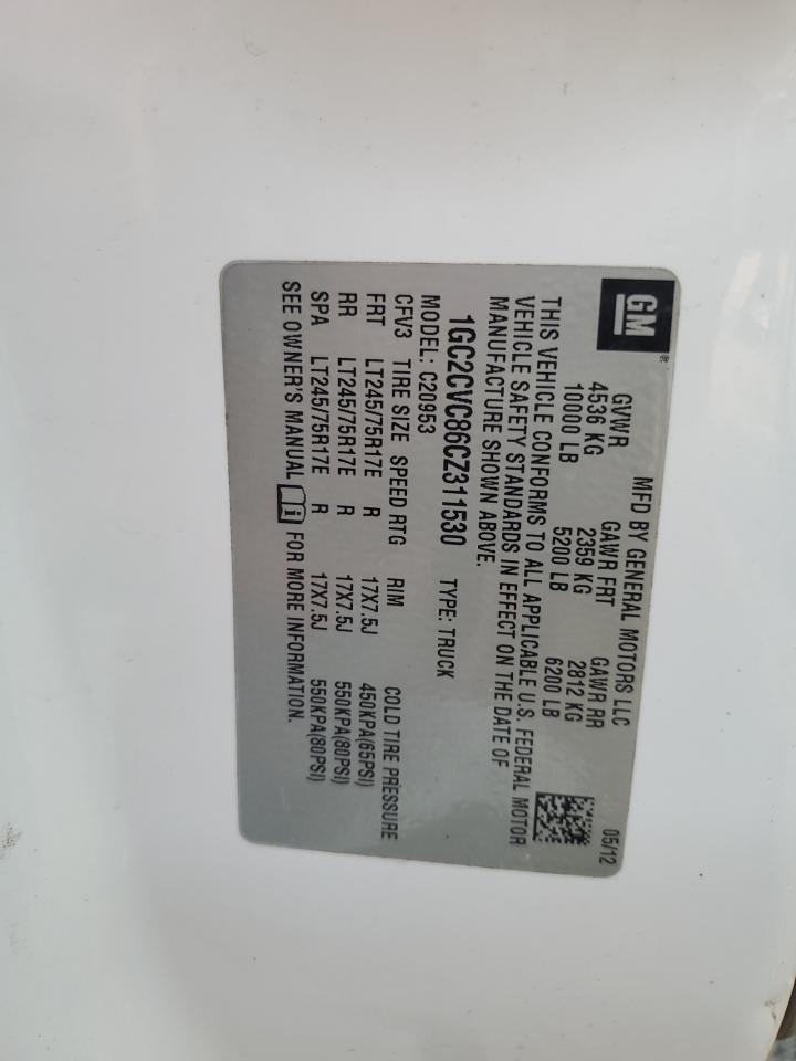 2012 Chevrolet Silverado C2500 Heavy Duty VIN: 1GC2CVC86CZ311530 Lot: 87048425