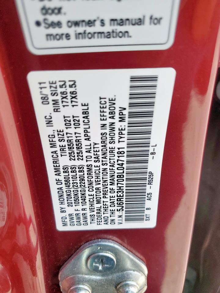 2011 Honda Cr-V Exl VIN: 5J6RE3H70BL047181 Lot: 93505105