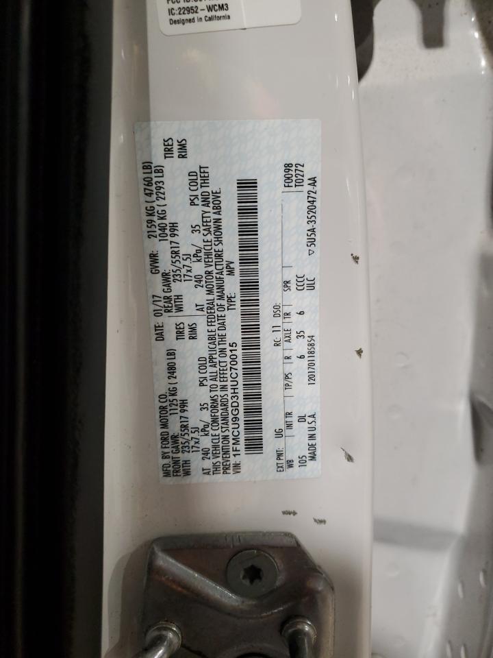 2017 Ford Escape Se VIN: 1FMCU9GD3HUC70015 Lot: 92663965