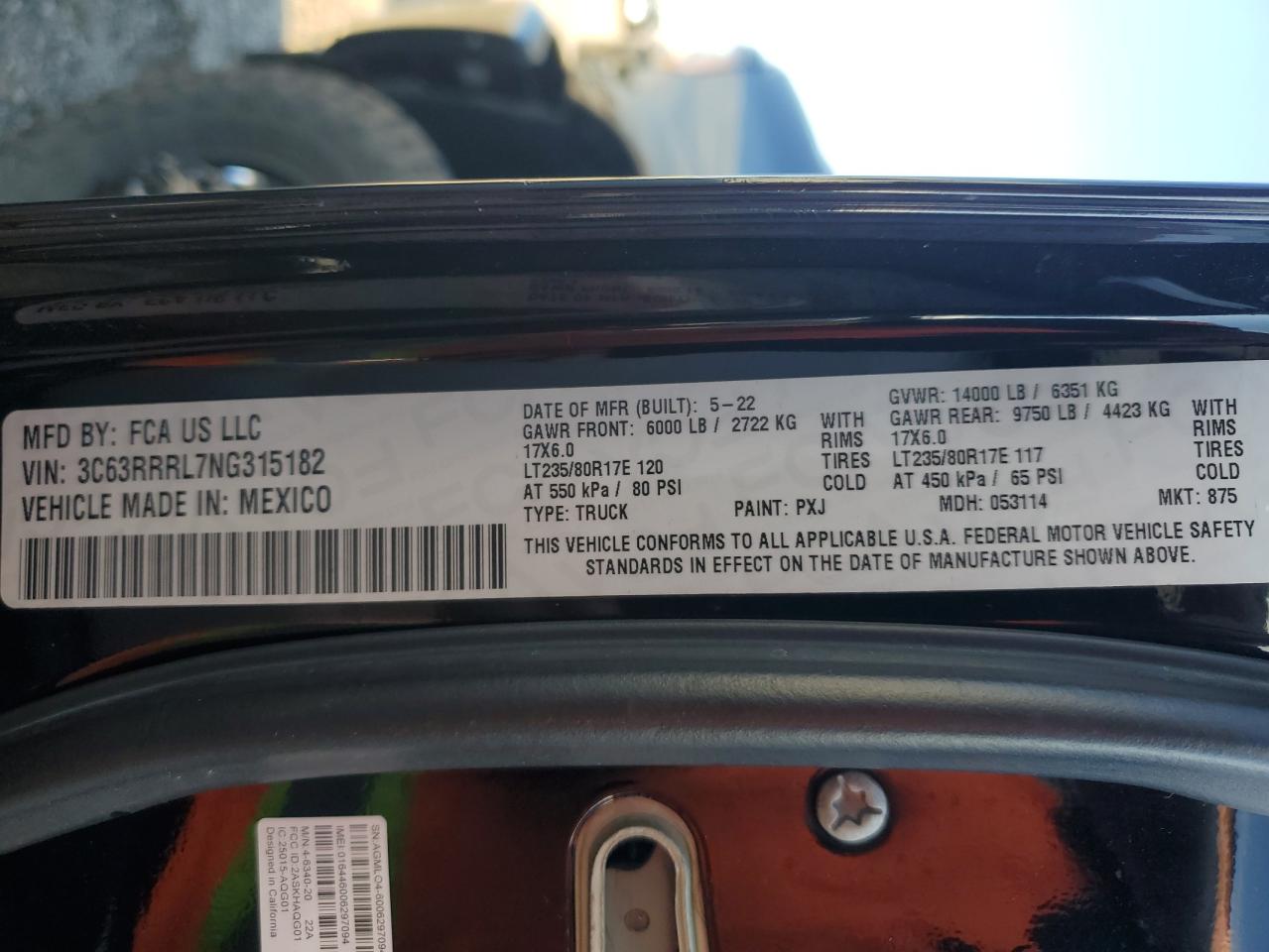 2022 Ram 3500 Limited VIN: 3C63RRRL7NG315182 Lot: 91366225