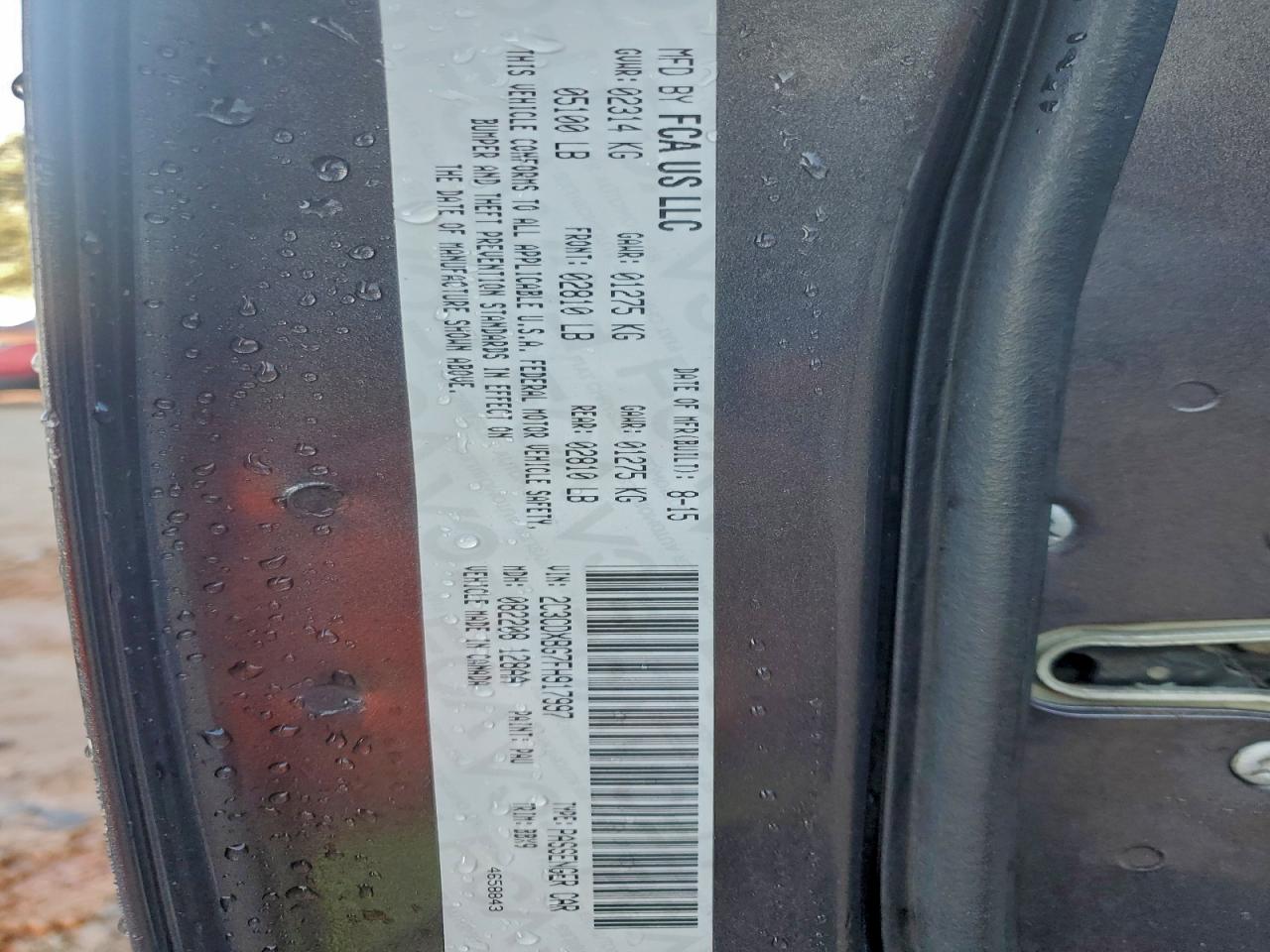 2015 Dodge Charger Se VIN: 2C3CDXBG7FH917997 Lot: 94535595