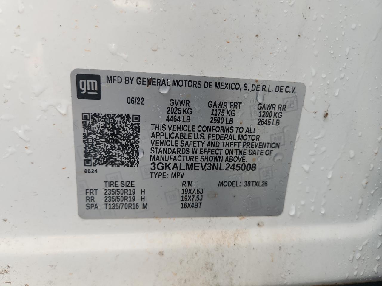 2022 GMC Terrain Sle VIN: 3GKALMEV3NL245008 Lot: 91647185