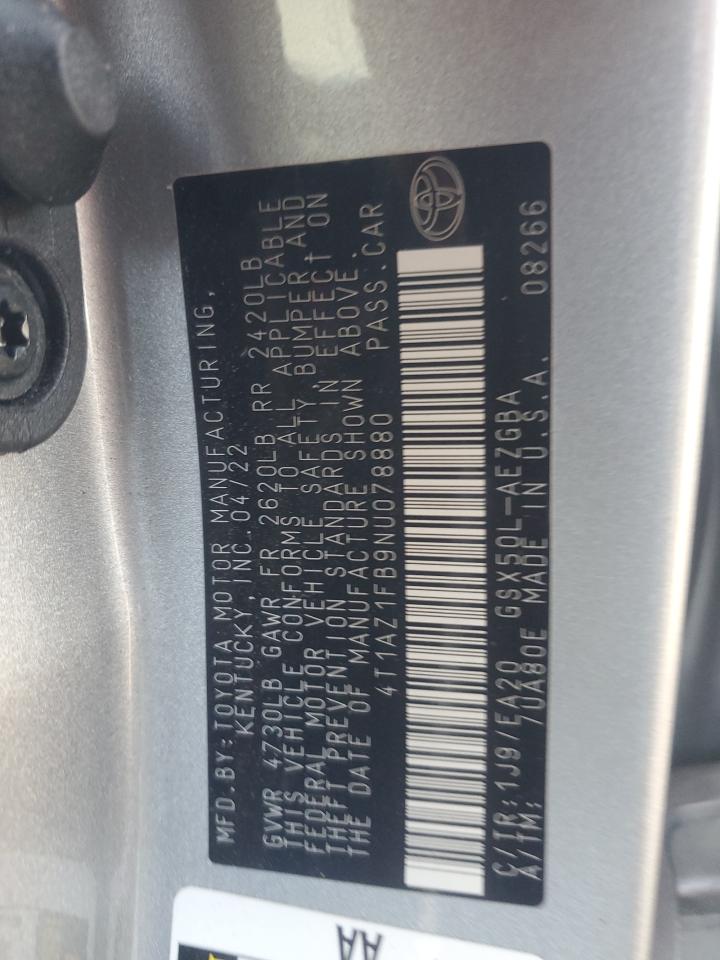 2022 Toyota Avalon Xle VIN: 4T1AZ1FB9NU078880 Lot: 90746015