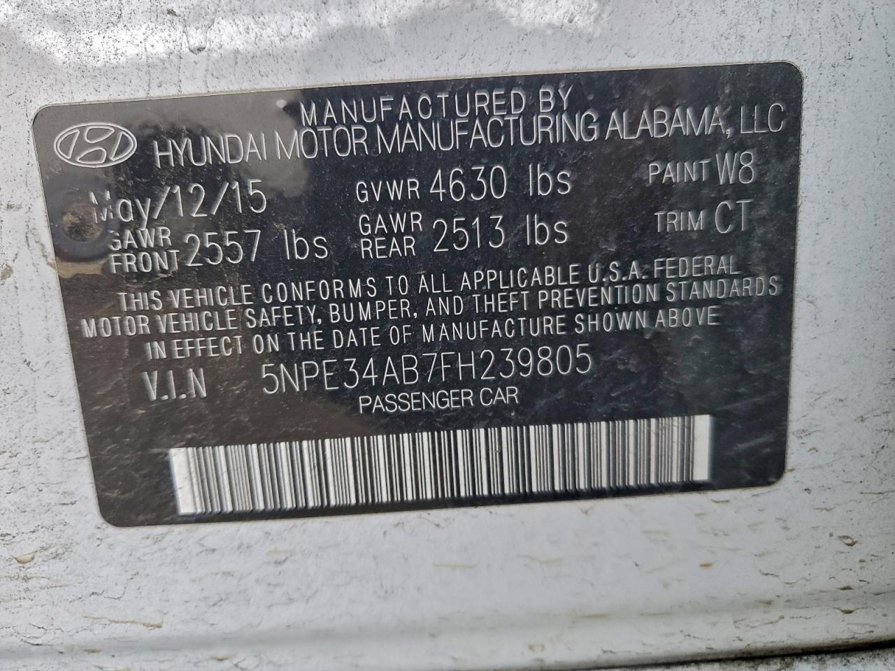 2015 Hyundai Sonata Sport VIN: 5NPE34AB7FH239805 Lot: 94193825