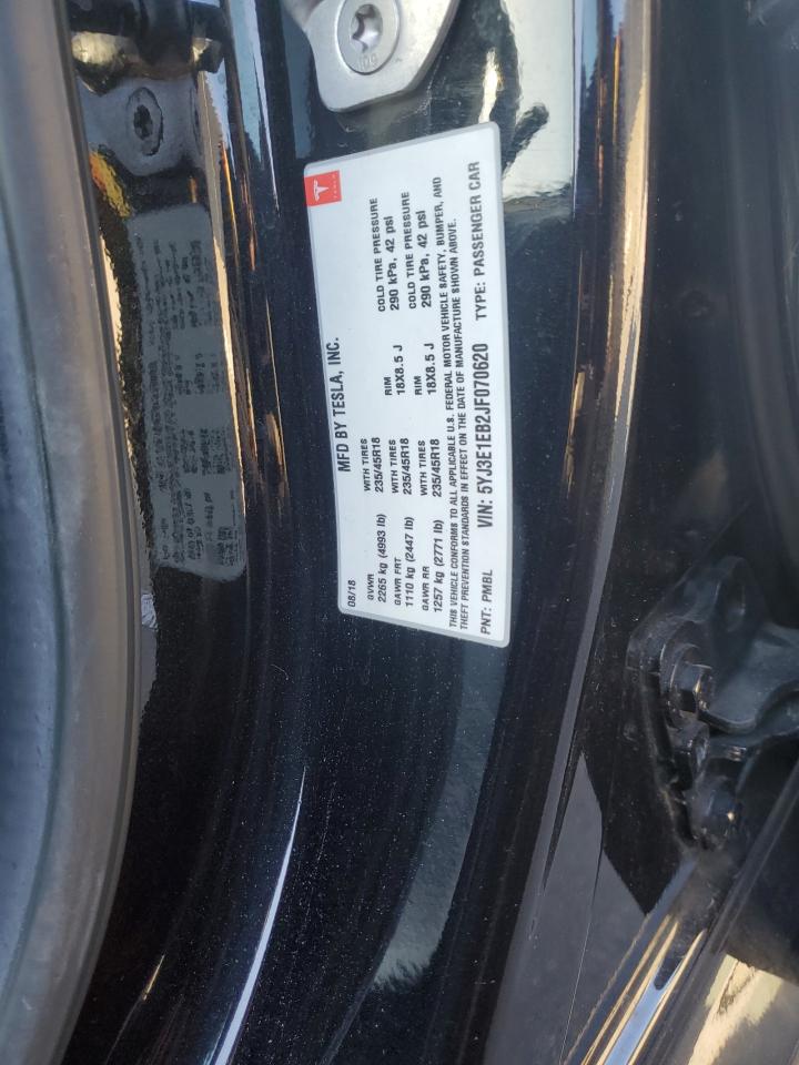 2018 Tesla Model 3 VIN: 5YJ3E1EB2JF070620 Lot: 92809315