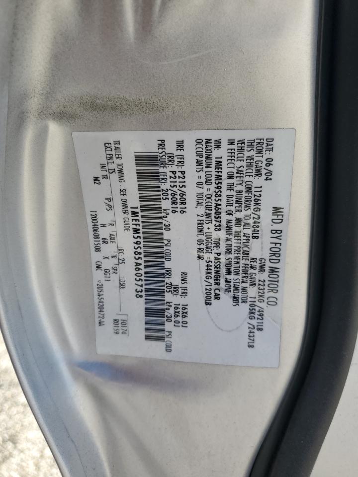 2005 Mercury Sable Ls Premium VIN: 1MEFM59S85A605738 Lot: 91741235