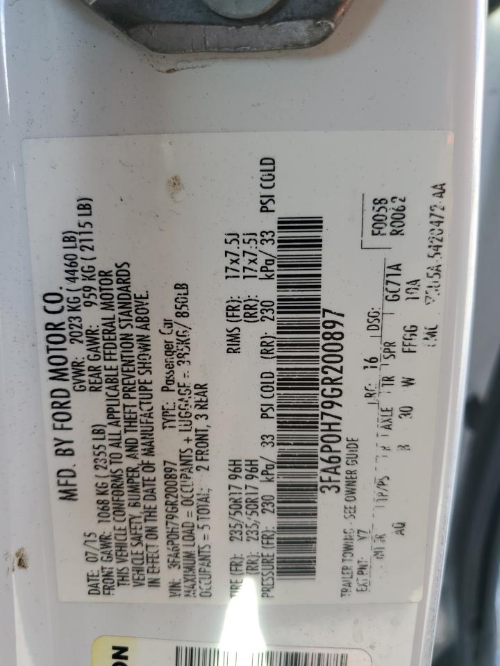 2016 Ford Fusion Se VIN: 3FA6P0H79GR200897 Lot: 93684505