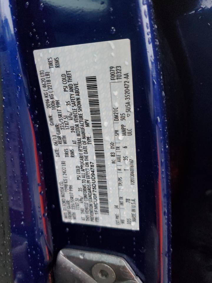 2013 Ford Escape S VIN: 1FMCU0F75DUD94787 Lot: 91222315