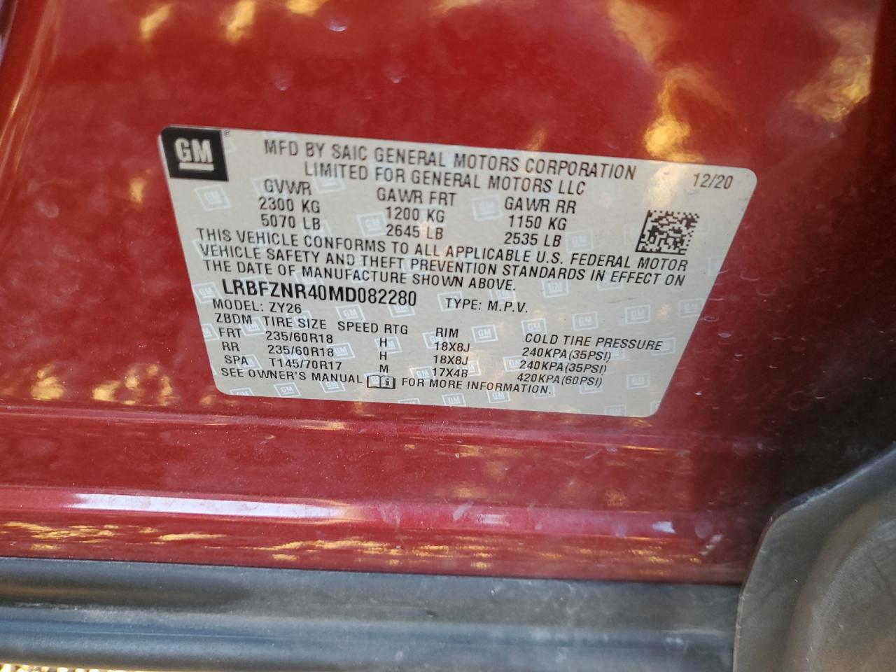 2021 Buick Envision Essence VIN: LRBFZNR40MD082280 Lot: 90969615