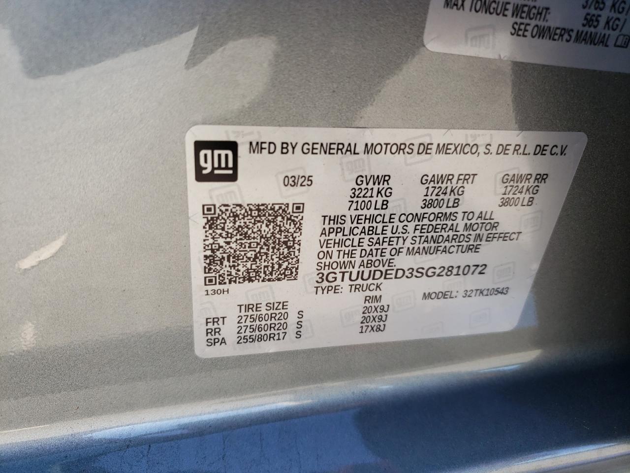 2025 GMC Sierra K1500 Slt VIN: 3GTUUDED3SG281072 Lot: 94115675