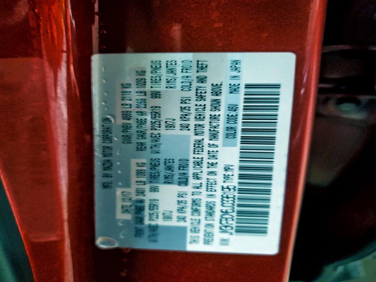 2018 Mazda Cx-5 Touring VIN: JM3KFBCM6J0336195 Lot: 93628825