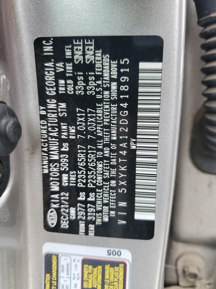 2013 Kia Sorento Lx VIN: 5XYKT4A12DG418915 Lot: 93100045