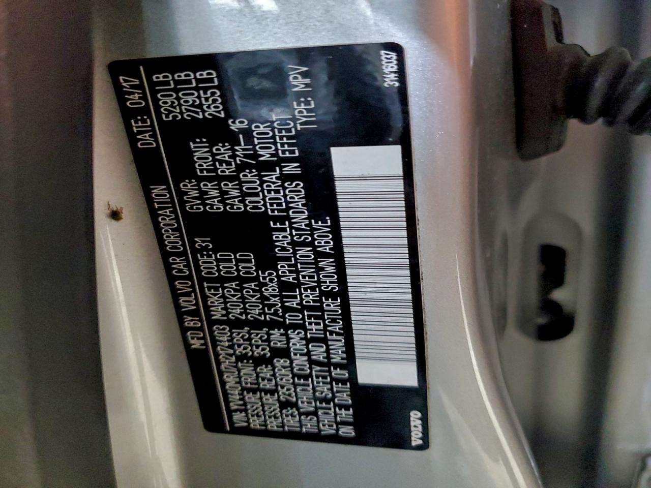 2017 Volvo Xc60 T5 Inscription VIN: YV440MRU7H2174403 Lot: 93950355