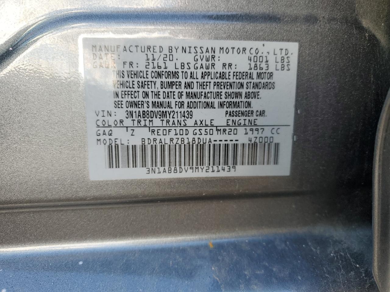 2021 Nissan Sentra Sr VIN: 3N1AB8DV9MY211439 Lot: 90748125