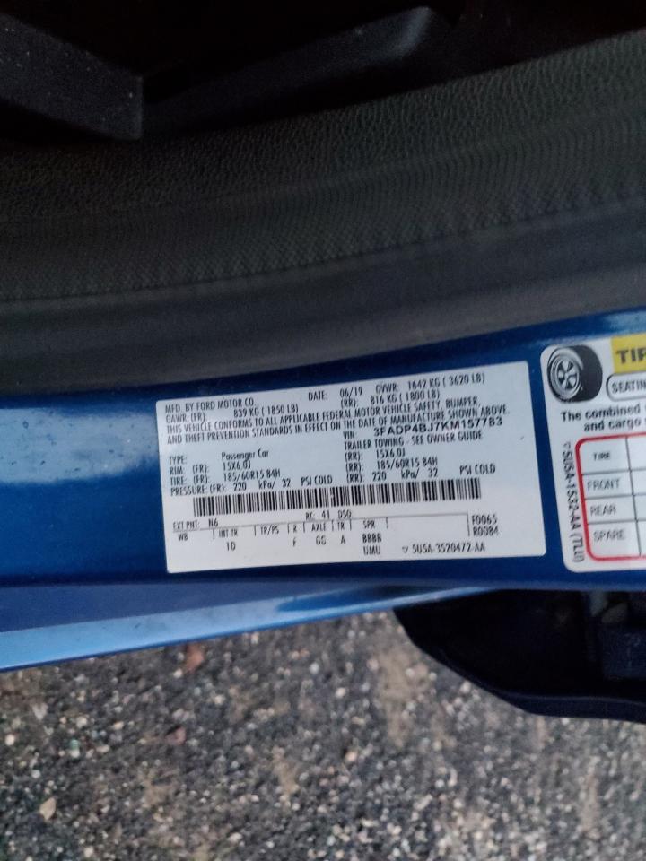 2019 Ford Fiesta Se VIN: 3FADP4BJ7KM157783 Lot: 91273395