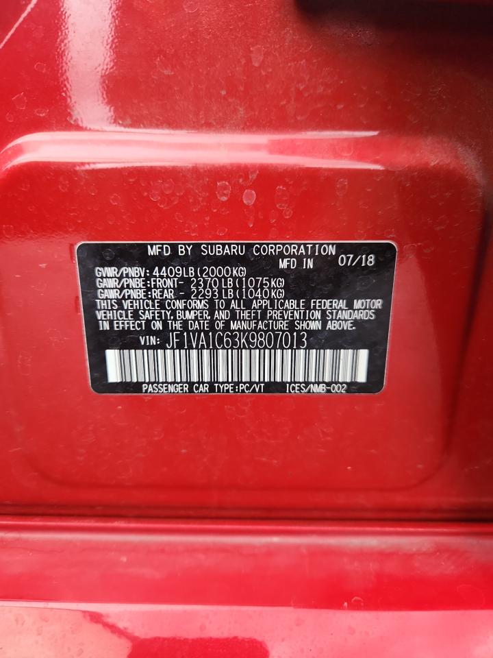 2019 Subaru Wrx Premium VIN: JF1VA1C63K9807013 Lot: 93883145