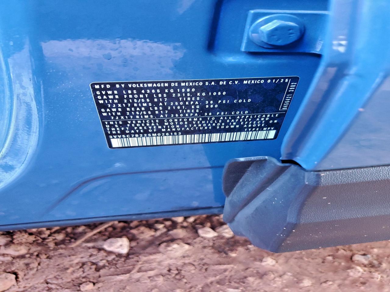 2025 Volkswagen Taos S VIN: 3VV5C7B22SM026153 Lot: 94574565