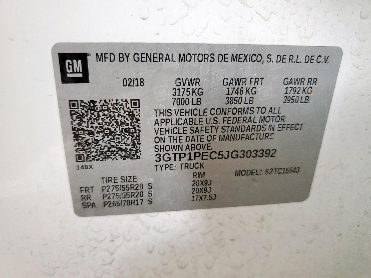 2018 GMC Sierra C1500 Denali VIN: 3GTP1PEC5JG303392 Lot: 92674545