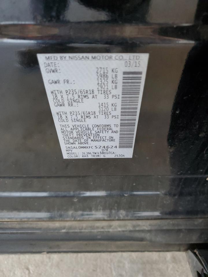 2015 Infiniti Qx60 VIN: 5N1AL0MMXFC524624 Lot: 90754255