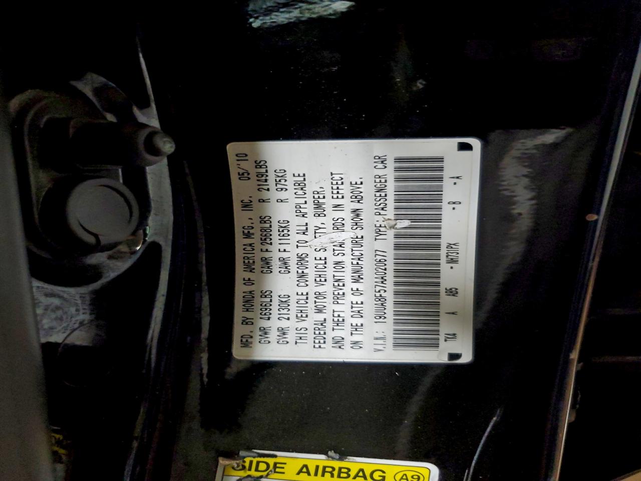 2010 Acura Tl VIN: 19UUA8F57AA020677 Lot: 94100605