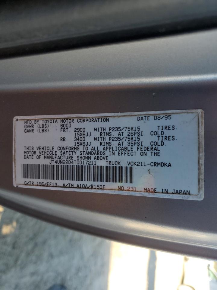 1996 Toyota T100 Xtracab VIN: JT4UN22D4T0017211 Lot: 90999955