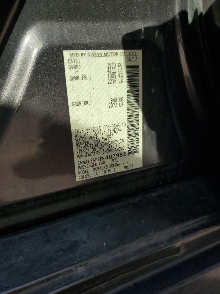 2013 Nissan Altima 2.5 VIN: 1N4AL3AP2DN407986 Lot: 92021885