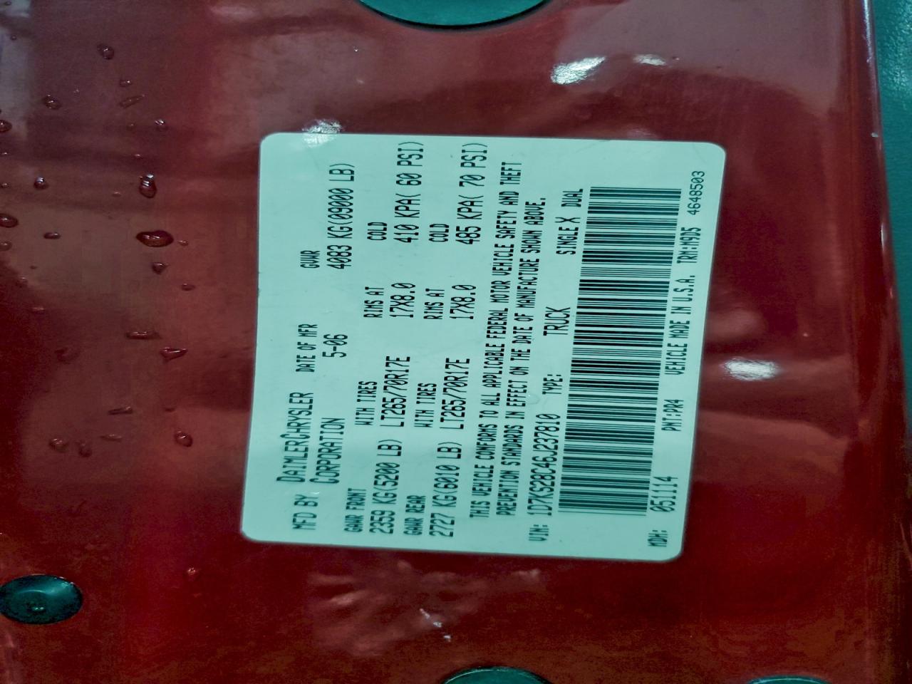 2006 Dodge Ram 2500 St VIN: 1D7KS28C46J237810 Lot: 93056175