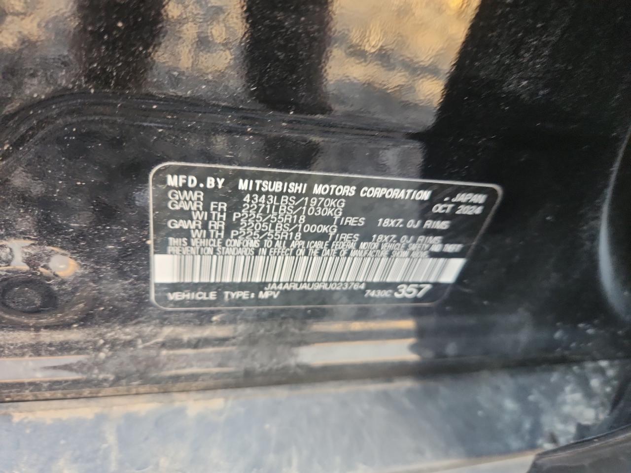 2024 Mitsubishi Outlander Sport S/Se VIN: JA4ARUAU9RU023764 Lot: 92673105