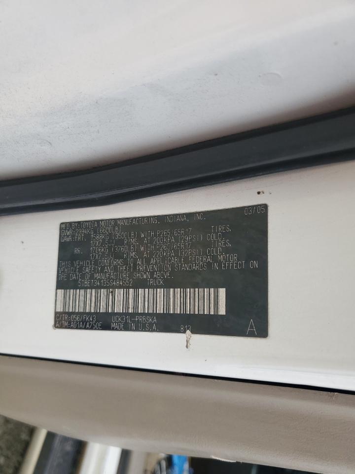 2005 Toyota Tundra Double Cab Sr5 VIN: 5TBET34135S484552 Lot: 93813195