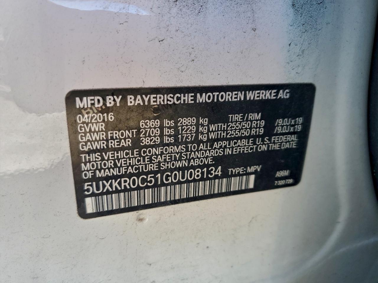 2016 BMW X5 xDrive35I VIN: 5UXKR0C51G0U08134 Lot: 91926985