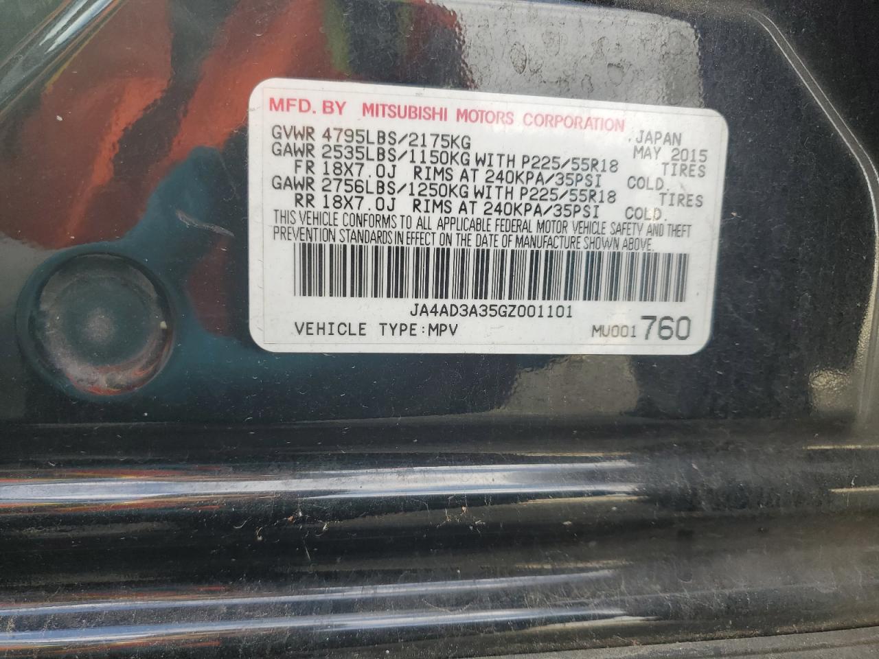 2016 Mitsubishi Outlander Se VIN: JA4AD3A35GZ001101 Lot: 93060405