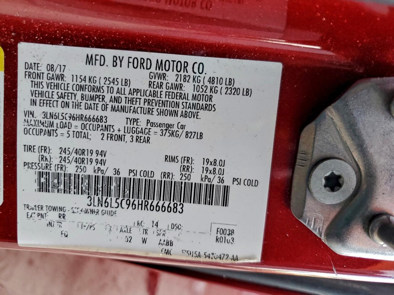 2017 Lincoln Mkz Select VIN: 3LN6L5C96HR666683 Lot: 94201095