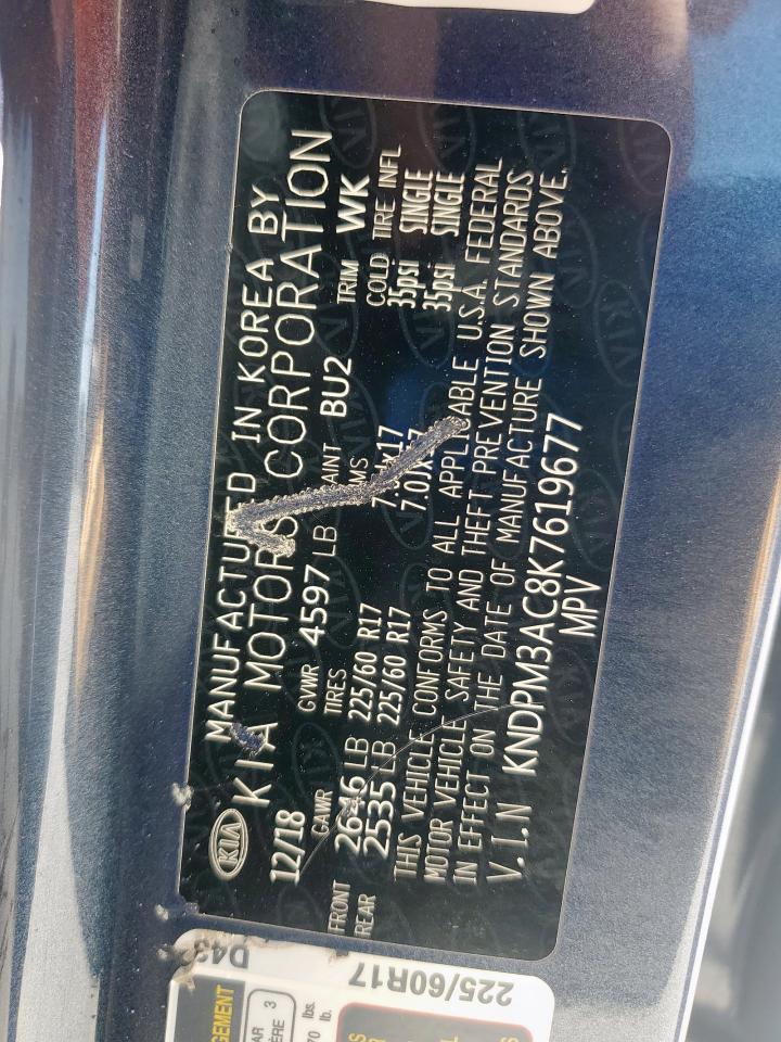 2019 Kia Sportage Lx VIN: KNDPM3AC8K7619677 Lot: 92599055